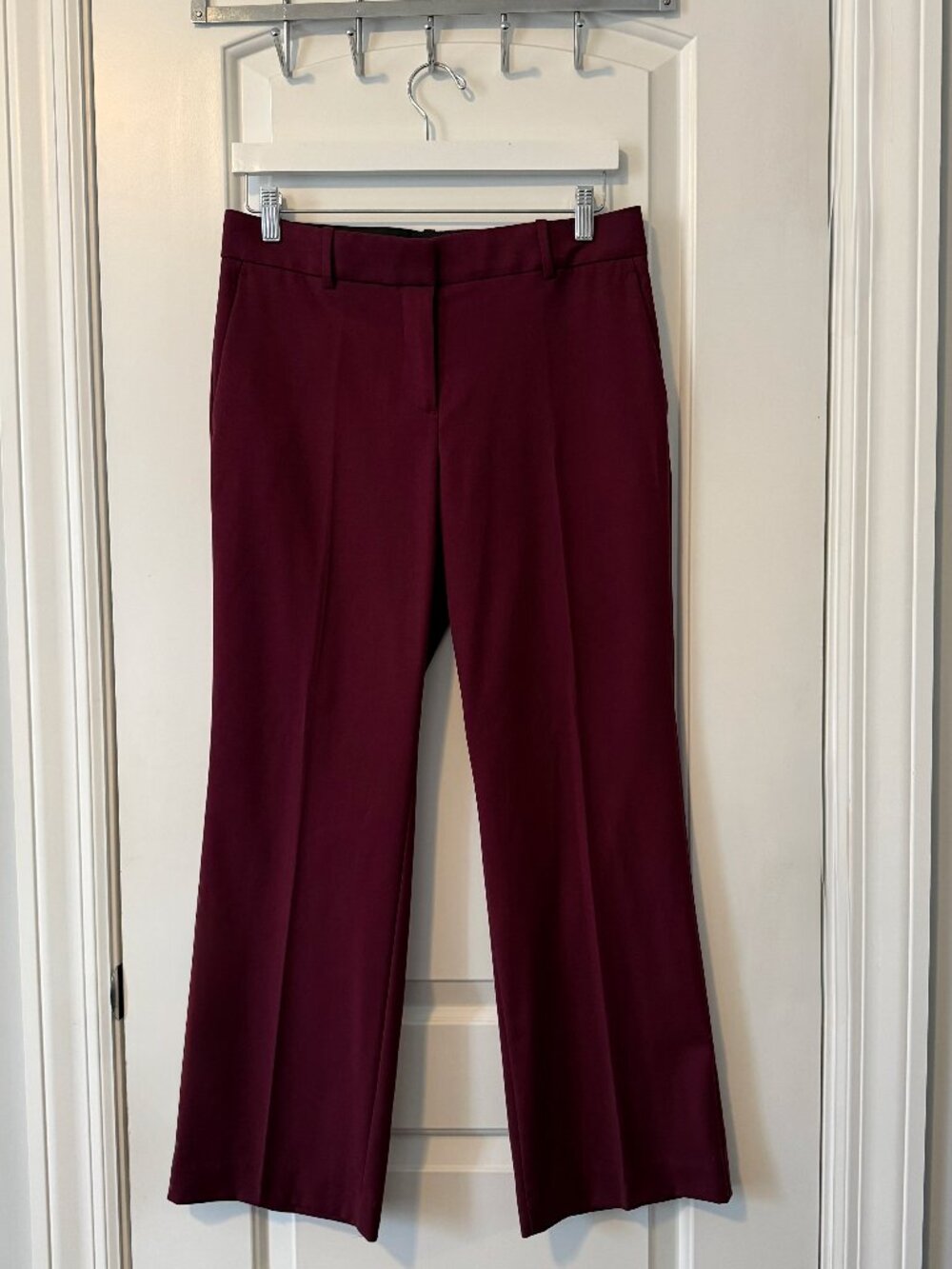Ann Taylor The Jayne Pants Petite 8 Burgundy Wine Purple Ankle Work Office Class